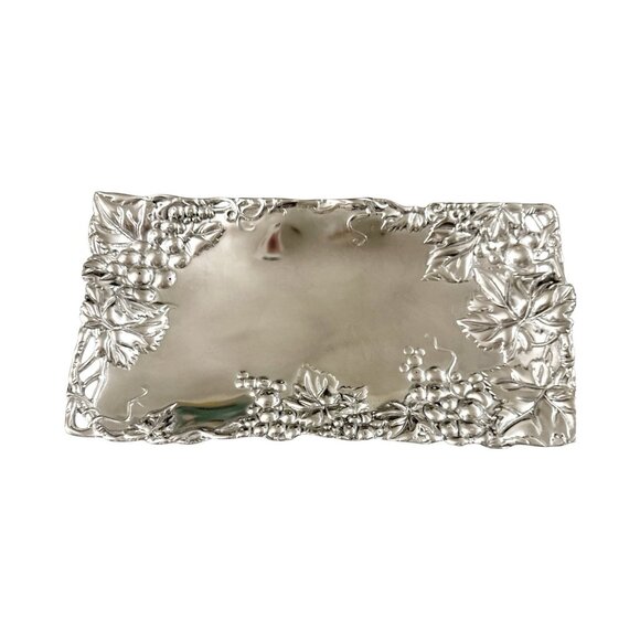ARTHUR COURT Aluminum Tray Grape Pattern Rectangle Vintage - Picture 10 of 10